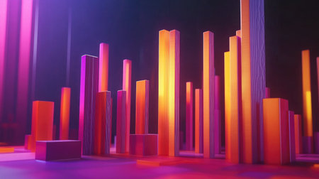 A dynamic shot of a D bar chart with animated bars rising and falling, showcasing real-time data changes and interactive data visualization.の素材