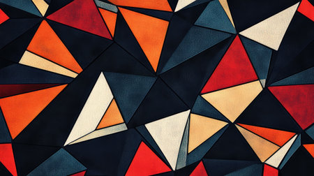 An intricate geometric abstract pattern with sharp angles and lines in contrasting colors, adding depth and a contemporary touch to any digital project.の素材