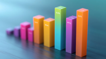 A multi-colored D bar graph depicting quarterly sales figures, with each bar labeled clearly, showcasing the performance of various product lines.の素材