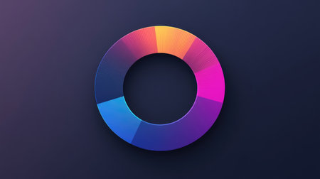 A modern, segmented donut chart with gradient colors on a smooth background, showcasing business sector analysis visuallyの素材
