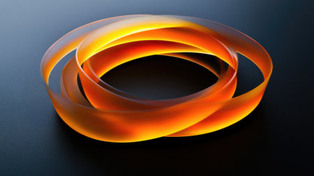 Abstract circular gradient graphics, layered with translucent colors on a dark surface, creating an ethereal, glowing effectの素材