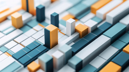 Multiple stacked bar graphs in muted tones on a clean white background, each section organized to show financial data and revenueの素材