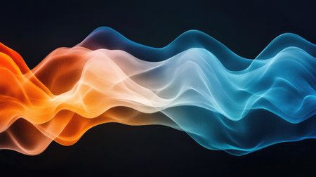 Overlapping, translucent area charts in gradient hues on a dark background, creating an elegant, data-rich visual effectの素材