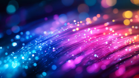 This image features vibrant light trails with a captivating bokeh effect, creating a colorful and dreamy atmosphere perfect for backgrounds, designs, and creative projects.の素材