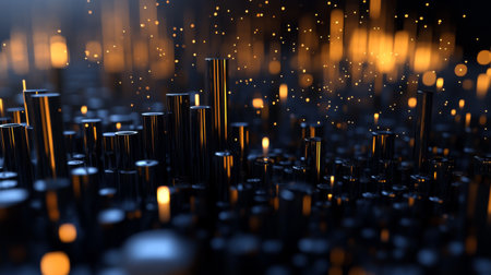 A mesmerizing abstract image showcasing vibrant light reflections and sparkling elements in a dark setting, perfect for creative projects and digital art.の素材