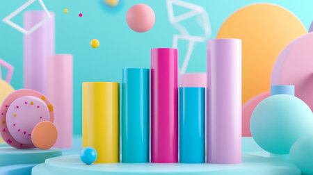 A vibrant abstract composition featuring colorful geometric shapes in a playful arrangement. Ideal for artistic and modern design projects.の素材