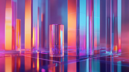 A financial D bar graph with shiny, glass-like bars showing growth over time, with a sleek digital backdrop, representing increasing profits.の素材