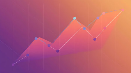 This vibrant abstract graphic features a financial growth chart with a smooth gradient background, ideal for presentations, reports, and marketing materials.の素材