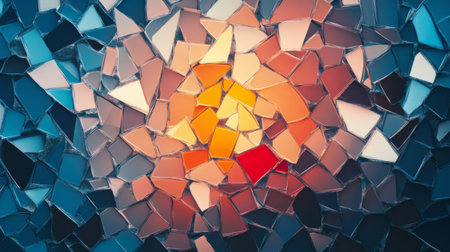 A vibrant abstract mosaic featuring a dynamic interplay of colors and textures. This artwork highlights the beauty of geometric shapes and artistic expression.の素材