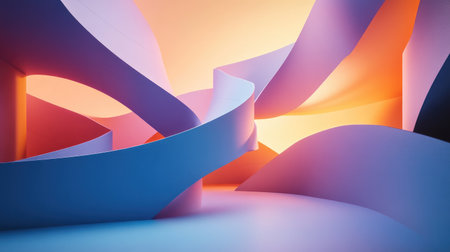 A series of parallel lines in various directions, creating a sense of depth and motion, set against a soft pastel-colored backgroundの素材