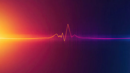 A simple yet striking graphic of a heartbeat line transitioning from a flat line to a rhythmic pulse, representing life and vitality against a clean backgroundの素材