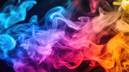 Close-up of colorful smoke in a still-life setup, with different shades blending and creating a captivating and abstract composition.の素材