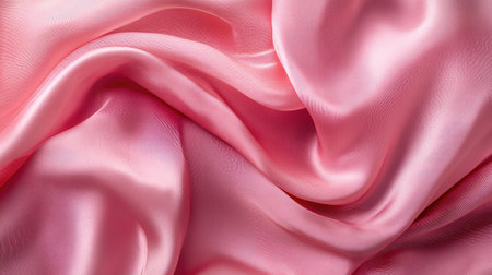 Pink silk fabric flowing gracefully in the wind, highlighting its smooth texture and soft color in a dramatic, close-up shot.の素材