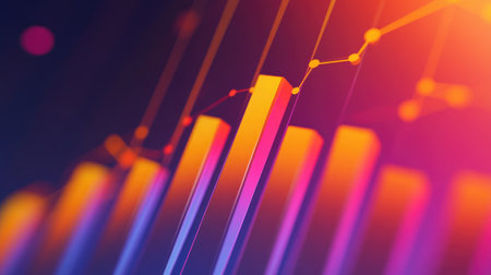 A business presentation slide with a dynamic bar graph and growth projections, highlighting key metrics in a sleek and engaging design.の素材