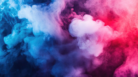 Abstract image of colorful smoke patterns forming in the air, with bold reds, blues, and purples creating a dynamic visual effectの素材