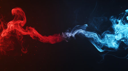 Blue smoke vs red smoke abstractの素材