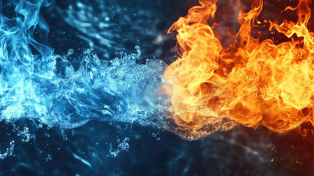 Abstract background with a mixture of fire and waterの素材