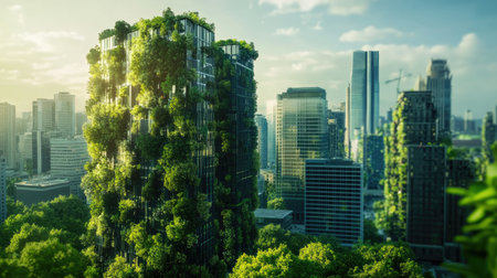 Green city technology shifting towards sustainable alteration concept by clean energy , recycling and zero waste management to reduce pollution generation and achieve ESG goalsの素材