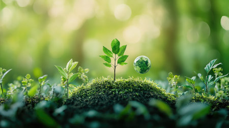 Eco friendly, green company culture concept. Carbon neutral and net zero target. Sustainable enviroment and business. Social responsibility. Build eco and green community. World environment day.の素材