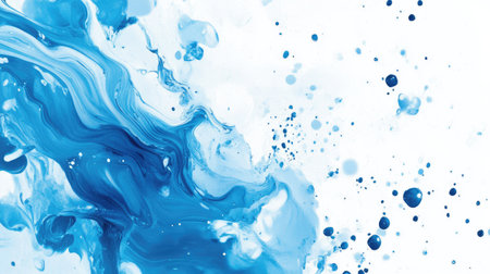 White background with abstract blue splashes swirlの素材