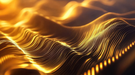 A high-resolution 3D gold area chart depicting gold price trends with smooth, flowing lines and a polished gold finish, set against a minimalist background for clarityの素材