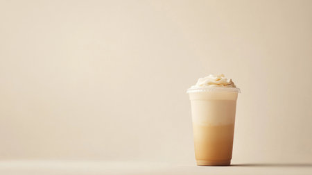 A stylish, minimalist image of a milk tea drink with a simple, elegant cup design, against a plain white background, emphasizing the simplicity and sophistication.の素材