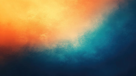 A soft gradient abstract background transitioning from deep blues to bright oranges, evoking feelings of calm and warmth, ideal for modern design applications.の素材