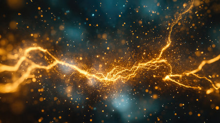 A visually striking image of electric sparks flying from an open circuit, illustrating the dynamic and powerful nature of electrical energy in action.の素材