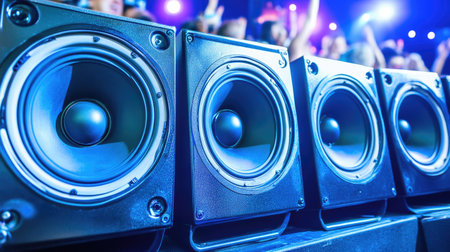 Capture the essence of sound with this high-quality close-up of car audio speakers, perfect for showcasing technology at events or parties.の素材