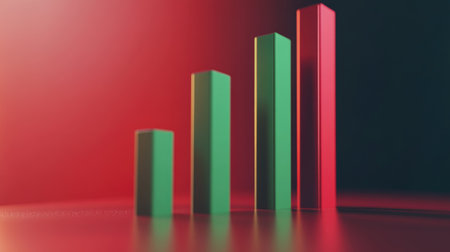 Vibrant bar graph illustrating data trends with a striking gradient background. Perfect for business analysis, financial reports, or marketing presentations.の素材