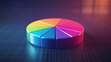 This image features a vibrant color wheel set against a modern grid background, showcasing a spectrum of colors that inspires creativity and artistic design.の素材