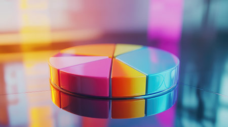 A vibrant arrangement of colorful geometric shapes on a reflective surface. This abstract composition evokes creativity and modern design, perfect for artistic projects.の素材