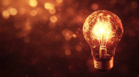 A stunning image of a glowing light bulb surrounded by sparkling effects. This captivating design symbolizes creativity, illumination, and energy, perfect for various themes.の素材