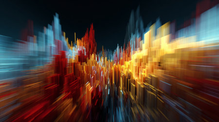 A stunning abstract digital composition featuring vibrant colors and dynamic movement, perfect for enhancing technology and art projects, backgrounds, and visuals.の素材