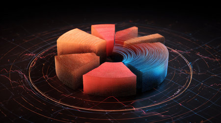 Stunning abstract 3D graph visualization featuring vibrant colors and wave patterns, perfect for representing data analysis and modern statistical insights.の素材