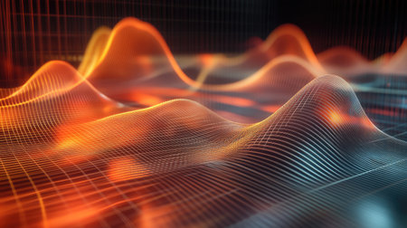 Stunning abstract visualization of colorful waves in a digital environment, showcasing fluid movement and light effects for creative projects or backgrounds.の素材
