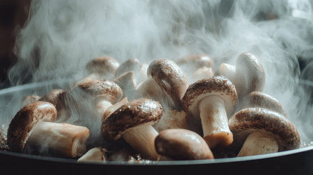 Fresh mushrooms are sautの素材