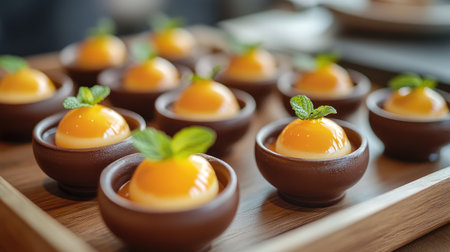 Delight in an exquisite display of colorful desserts served in elegant bowls. These vibrant treats are perfect for any special occasion or gourmet dining experience.の素材
