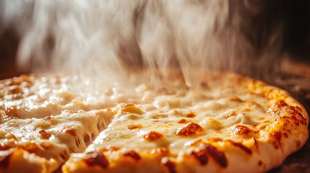 Enjoy a mouthwatering slice of pizza straight from the oven, topped with bubbling cheese and a perfect crust. Ideal for food lovers and culinary enthusiasts.の素材