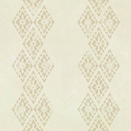 seamless abstract brown flower pattern on paper texture, thai styleの写真素材
