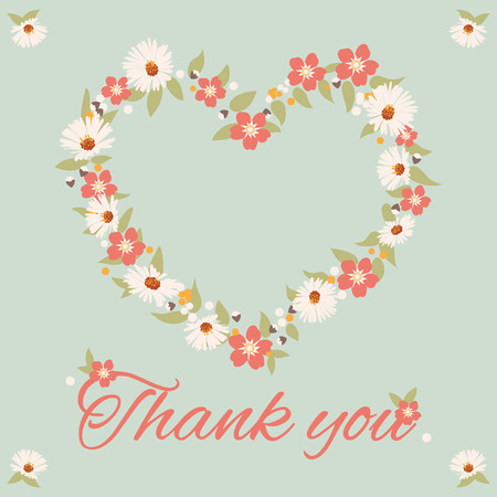 vintage thank you card, flower vectorのイラスト素材