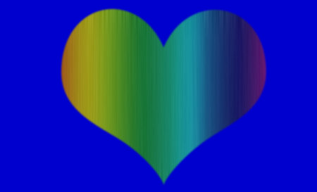 Rainbow Heart on Blue Backgroundの写真素材