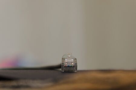 Ethernet Cables Plugged Inの写真素材