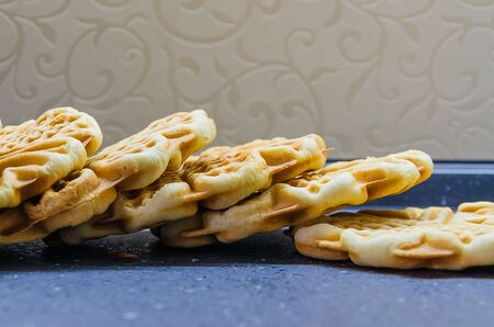 Delicious homemade cookies in the form of hearts, good for lovers, by March 8 and other holidays.の写真素材