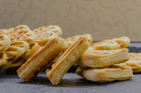 Delicious homemade cookies in the form of hearts, good for lovers, by March 8 and other holidays.