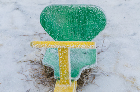 Lonely playground on a cold winter day.の写真素材