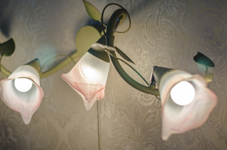 Wall lamp in the form of a plant with flowers.の写真素材