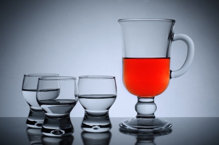 Still life of glass glasses on the light, beautifully furnished.の写真素材