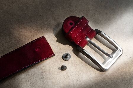 Buckle for a new suede belt.の写真素材