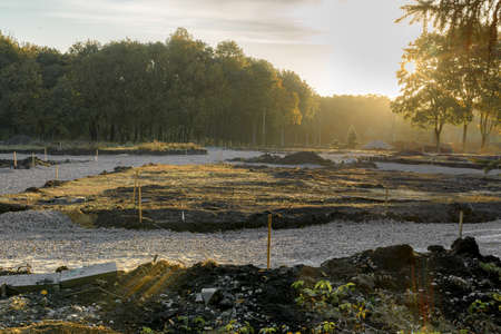 Building a new path in a park.の写真素材